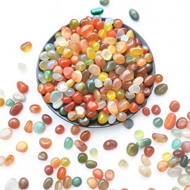 HAINLOGWANG 500 g Tumbled Stones, Gemstones for Children, Semi-Precious Stones 1-1.6 cm, Colourful Stones for Decoration, Gemstone Game, Children's Birthday Party