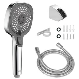 RV Shower Head with Hose and On Off Switch, 3-Spray Camper Water Saving and High Pressure Shower Head with Hose for RV, Camper, Van, Travel Trailer, Motorhome and Boat, Chrome and Dark Gray Finish