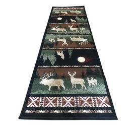 Carpet King Cabin Style Runner Area Rug Country Lodge Elk Deer Wildlife Design 382 (2 Feet 2 Inch X 7 Feet 2 Inch)