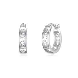 Dorunmo Paw Earrings 925 Sterling Silver Animal Cat Dog Paw Print Hoop Earrings Jewelry Gifts for Womens Birthday Mother Day