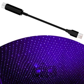Slykew 1 PC Car Roof Star Night Light, 0.59" x 8.26" 100W 5V Alloy Romantic USB Vehicle Ambience Light Decoration Accessory, Universal Rotatable Outdoor Decor for Bedroom Party (Purple & Blue)
