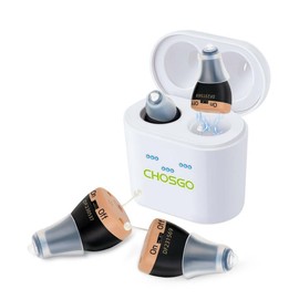 CHOSGO OTC Rechargeable Hearing Aids for Seniors, 12-Channel Digital Hearing Amplifiers with Noise Cancellation, Invisible CIC Design with Anti-Misoperation Volume Control, Black