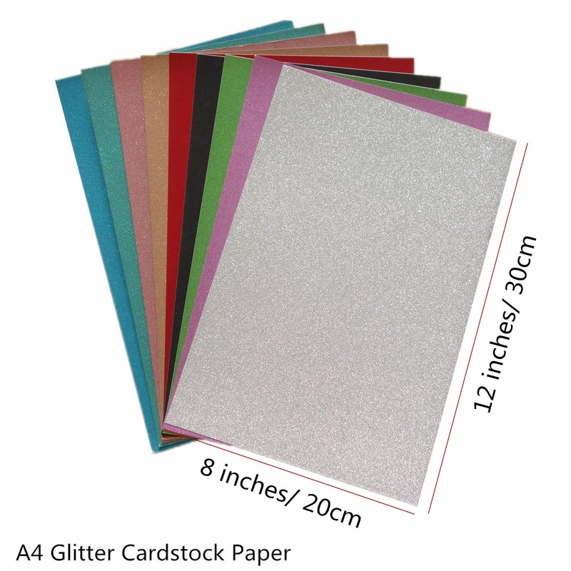 Baisunt 20 Sheets Silver Glitter Cardstock Paper for DIY Art