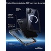 Lanhiem Funda Magnética Iphone Impermeable Protector Pantalla Integrado Protección Cámara