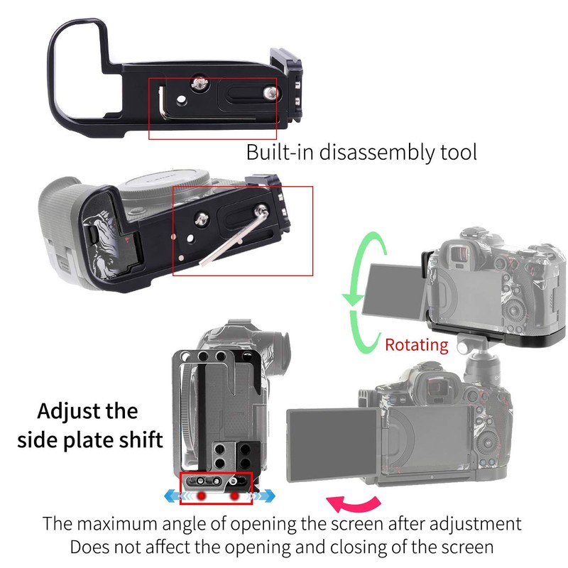 FOTGA Extendable Vertical Shoot Quick Release Plate L-shaped Bracket Holder
