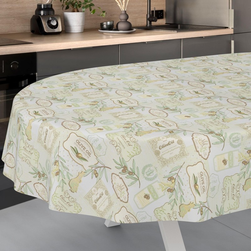 ANRO Oilcloth Tablecloth Wax Tablecloth Washable Garden Tablecloth Round Oval