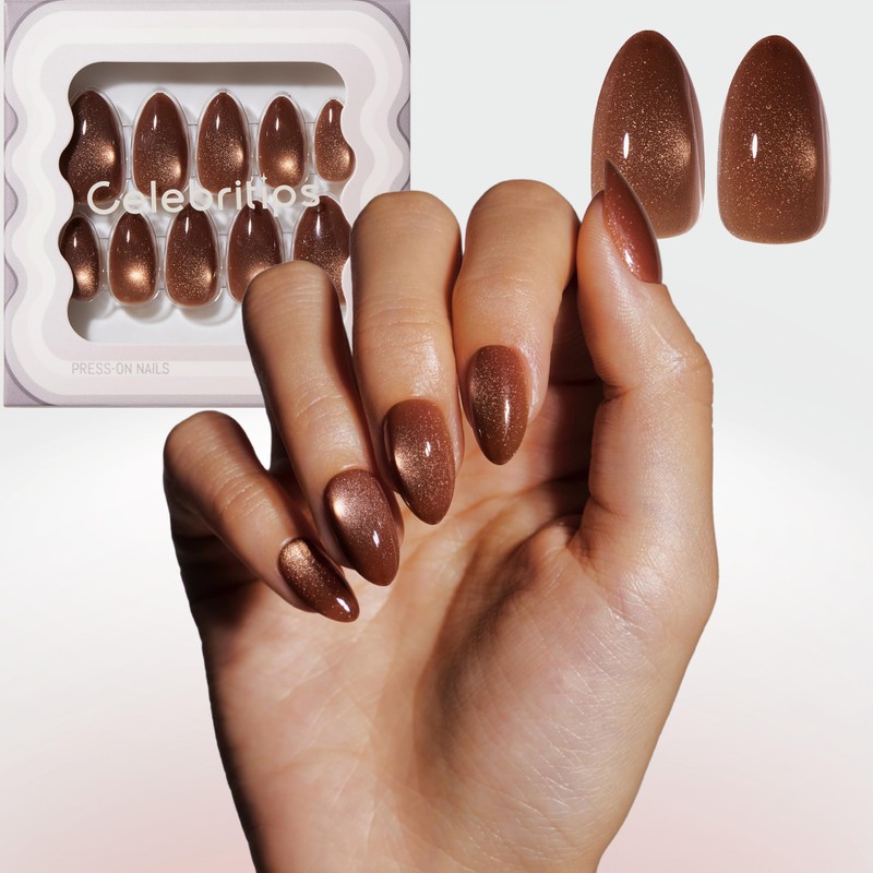 Celebritips Uñas Postizas Decorativas | Polvo De Canela, Uñas Cortas