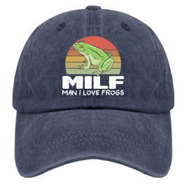 Paunook Milf Man i Love Frogs Cap Mama Hat Navy Blue Dad Hats for Men Gifts for Grandpa Hiking Hat