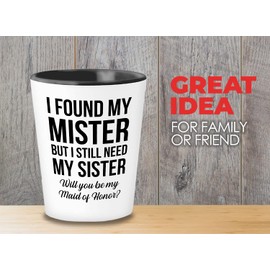 Proposal Shot Glass 1.5 oz, Will You Be My Maid of Honor, Wedding Day Invitation Bridesmaid Bridal Shower Gift for Sister in Law Best Friend