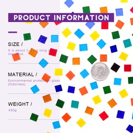 Swpeet 1 Pound Mosaic Tiles Mixed Color Mosaic Glass Pieces with Organizing Container, Genuine Mosaic Tiles Glass Pieces Mosaic Perfect for Home Decoration Crafts Supply (Transparent, Square)