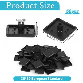 Pack of 50 Aluminium Profile End Caps, 30 x 30 mm Aluminium Profile Caps, Plastic Aluminium Profile End Caps, Black Protective Caps for Aluminium Profiles for 3030 European Standard Industrial