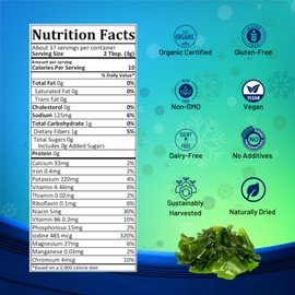 Organic Wakame Flakes – Organic Vegetables, Dried Seaweed, Seaweed Salad Mix - Atlantic Sea Vegetables, Perfect Keto Diet, Paleo Diet, Vegan Diet - Gluten Free - 16oz Bag