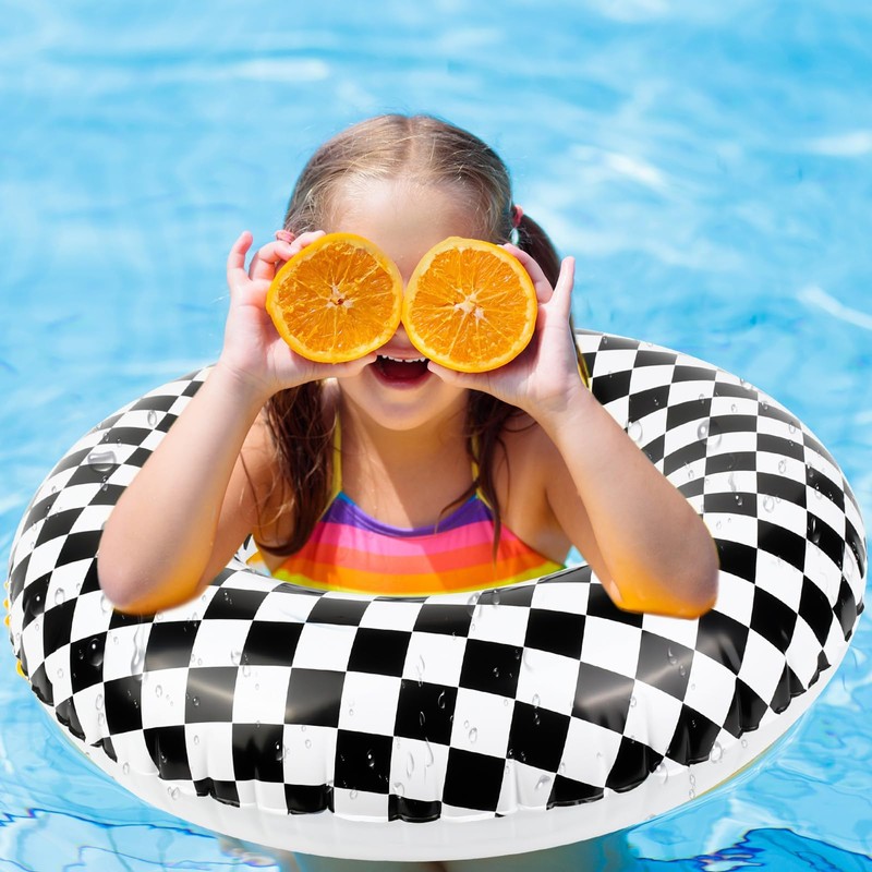 6Pack 24Inch Inflatable Checkered Pool Floats - Racing Car Party