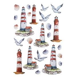 Ideen mit Herz Sticker sheet 3D relief stickers, high-quality embossed with 3D effect, DIN A4 sheet with different motifs (maritime | lighthouse)