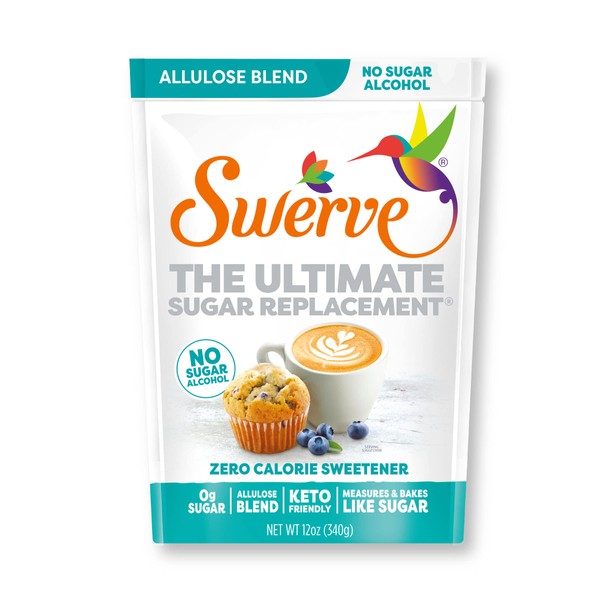 Swerve Zero Calorie Allulose Granular Sugar Replacement Sweetener, 12 Ounce Bag (Pack of 2)