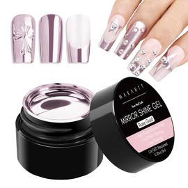Makartt Chrome Gel Nail Polish, 8ml Metallic Gel Nail Polish, Gold 3D Metal Painting Gel for Nail Art Soak off UV/LED Glossy Mirror Effect Nail Glue Gel for Home Salon DIY Manicure Nail Care Cutics - Color: Rose Gold Mirror Shine Gel