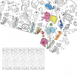 137*274cm Giant Colouring Table Cloth,Coloring Tablecloth for Kids,Paper Tablecloths Ocean Rectangular Table Cover for Parties,Art Coloring Educational Tablecloth Party Supplies for Boys Girls