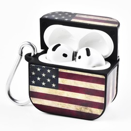 HOMICO for AirPods 4 Case,Compatible with AirPods 4th Generation Case (2024), Portable & Shockproof Protection Hard Case with Keychain, American Flag