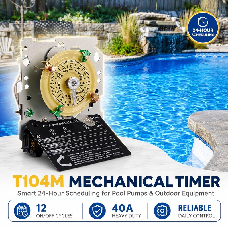 T104M Mechanical Timer Switch (Mechanism Only),208-277 VAC 5HP 40A DPST