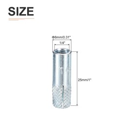 DTGN 1/4" x 1" Drop-In Anchors - 5 Pack - Good for Dry Walls Hollow Bricks Plaster - Carbon Steel Sleeve Anchors Tool Expansion Anchors - Silver