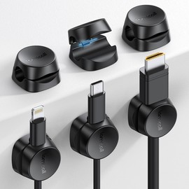 Lamicall 6 Piezas Organizador de Cables - Cerradura 1s Estirar el Cable Fácilmente Cable Management, Clips para Cables, Ordenador de Cables, Cord Organizer para Pared Escritorio Automóvil, Oficina