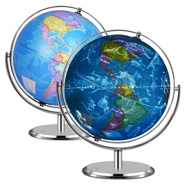 Illuminated World Globe For Kids, Desk Globe Night Light with Stand
