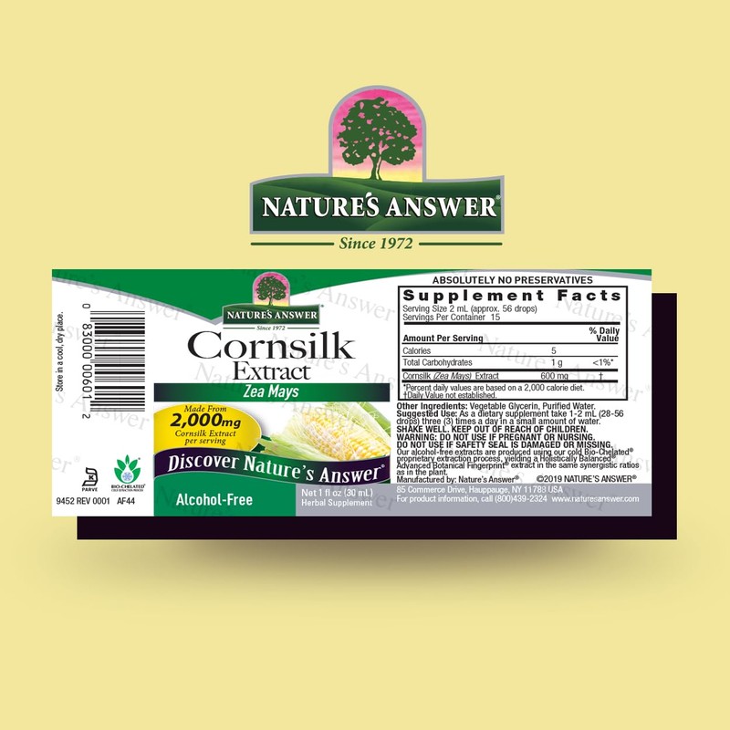 Nature's Answer Alcohol-Free Cornsilk 2000mg 1oz Extract | Urinary Tract