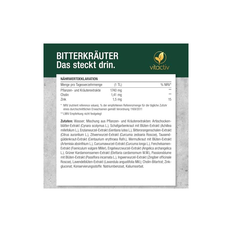 Vitactiv Bitter Herbs - Bitter Drops without Alcohol, 200 ml