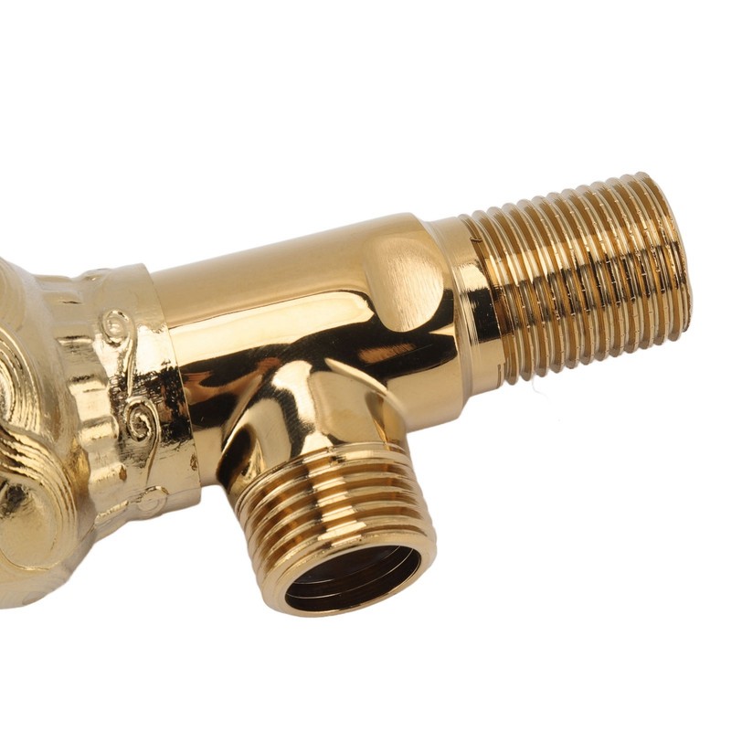 Angle Stop Valve Gold Antique Full Copper Carving Thicken Cold