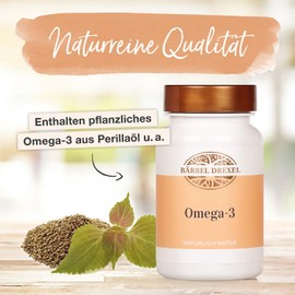 Omega 3 Vegan - Omega 3 Capsules High Dose (Pack of 75) Premium Plant Oil from Perilla Seeds, Alternative to Fish Oil 100% Sustainable Manufacture Germany, Essential Fatty Acids BÄRBEL DREXEL®
