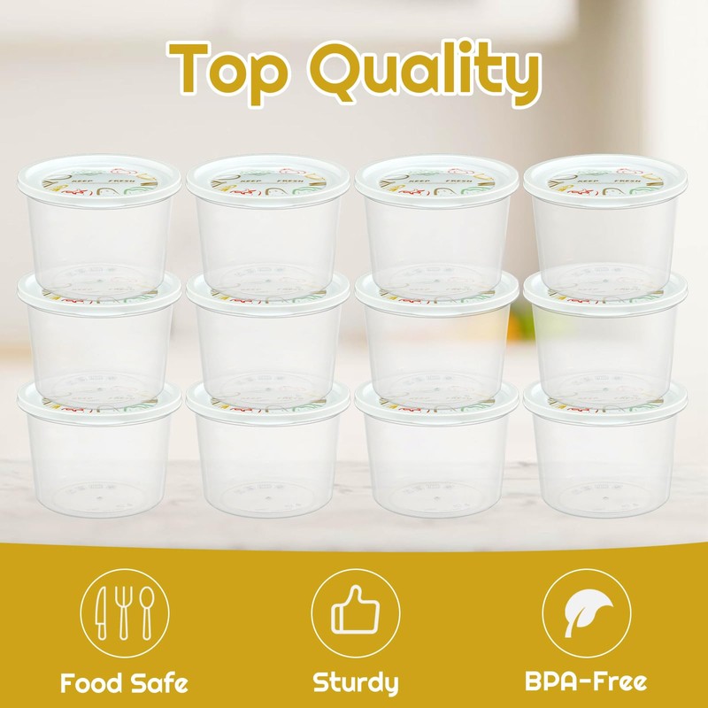 Rainmae 12pcs Pizza Dough Proofing Box with Lids, 1100ML Stackable