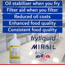 1 Liter Bottle FryLiquid by MirOil, Antioxidant for Frying, Removes Unhealthy Fat, Prevents Breakdown, Vitamin Therapy, Extend Deep Fryer Oil Life for Donut Shop, Restaurant, Food Truck & Food Service
