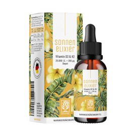 Naturtreu Vitamin D3 K2 Drops High Dose & Vegan - 20,000 IU Vitamin D3 + K2 MK7 200 mcg per Dose (Depot)