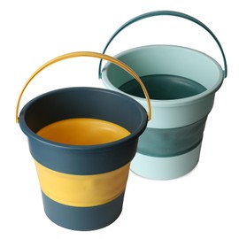 Cubo de Limpieza Plegable,Paquete de 2 cubos de plástico plegables 10 L cada uno, bañera redonda plegable para limpieza,Barreño Flexible para jardín o campamento, cubo de agua portátil de pesca