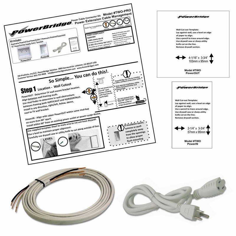 PowerBridge Solutions TWO-PRO-18 Dual in-Wall Cable Management for Wall-Mounted TVs,