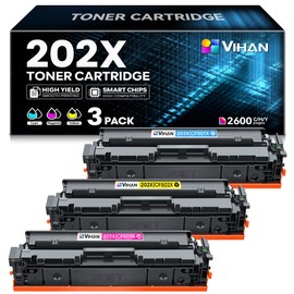 202X Cyan Magenta Yellow High Yield Toner Cartridges 3 Pack Replacement for HP 202X CF500XM Toner Compatible with MFP M281fdw M281cdw M281fdn M254dw M254dn Printer