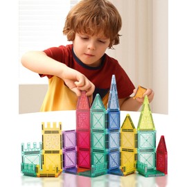 Magnetic Tiles Kids Toys STEM Magnet Toys for Toddler Magnetic Blocks Building Toys Preschool Learning Sensory Montessori Toys for 3+ Year Old Boys and Girls, Open Ending Toys (45pcs)