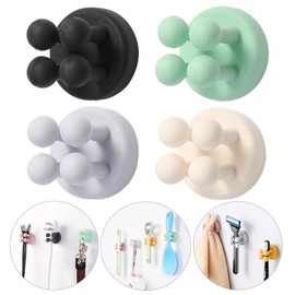 iBetterLife Good Grips Razor Holder - 4Pcs Self Adhesive Silicone Toothbrush Holders Wall Mounted to Mirror for Shower Hanging Towel, Functional Waterproof Hook for Bathroom Kitchen Living Room Office