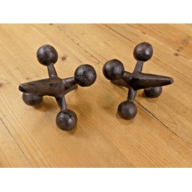 Cast Iron Antique Style Durable Vintage 2 Rustic Jacks Cast Iron Bookends Doorstop Decoration Jax Book Ends Farm
