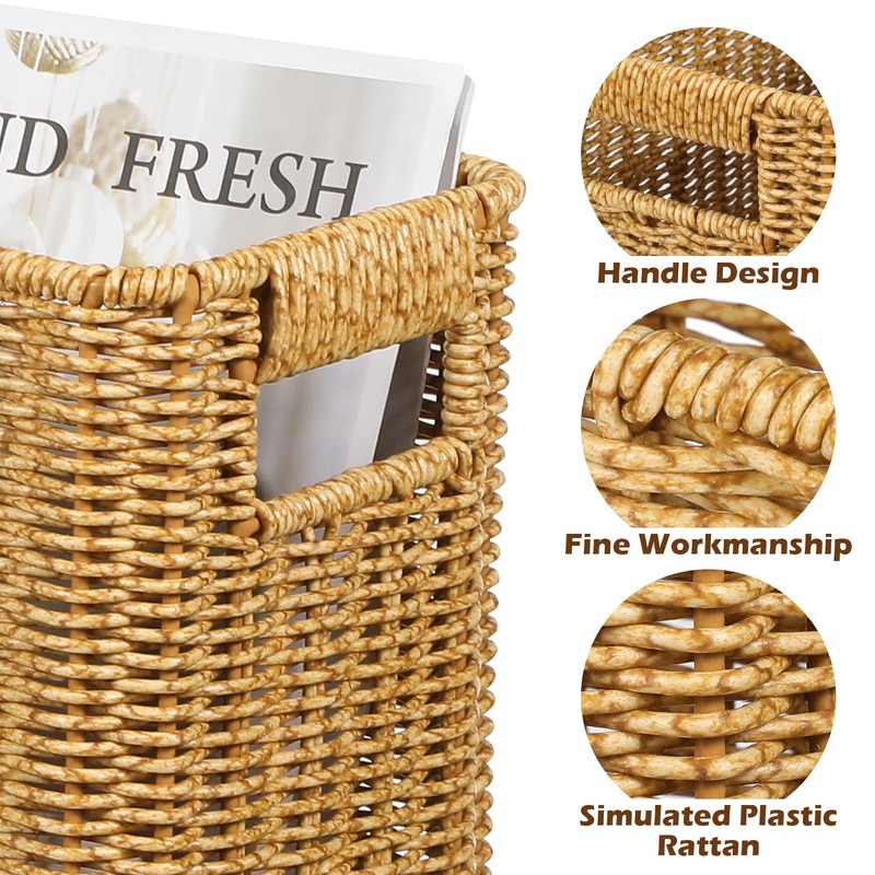 PRETYZOOM Rattan Storage Box with Handles 15 Inch Woven Basket