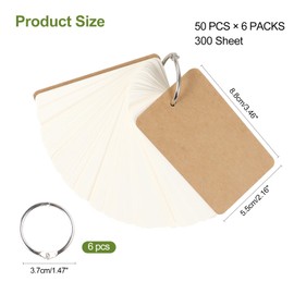 300 Blank Notebooks, Mini Word Card with Keychain, Vocabulary Book for Note and Language Learning, 6 Pack*50 Sheets,9cm*5.4cm, White