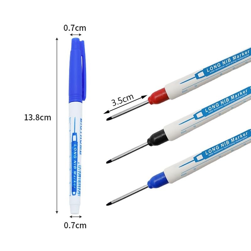 BetterJonny 16Pcs Deep Hole Marker Pens, 30mm Waterproof Long Head