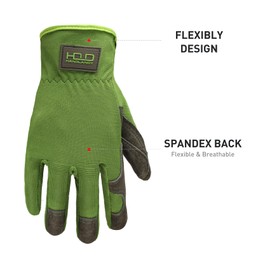 HANDLANDY Leather Gardening Gloves, Utility Work Gloves for Drivers, Mechanics - Premium Split Cowhide Dexterity & Breathable Design (Large)