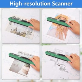 Portable Handheld Document Scanner 900 DPI Resolution Modes Easy to Use, Multiple File Formats Supported, Wide Application, Good Compatibility (Green)