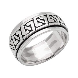 Treasure Bay 8.5mm Solid 925 Sterling Silver Ring Spinning Stress Relief Ring (T)