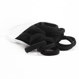 No Damage Seamless Hair Ties for Thick Hair - Soft & Stretchy Ponytail Holders for Women (Black)
