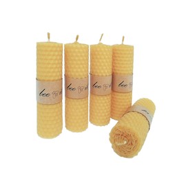 BeeIT 5 x reines Bienenwachs, handgerollte Wabenkerzen, Box mit natürlichem Bienenwachs, Stumpenkerzen