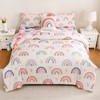 DORCAS Rainbow Bedding Set Twin,6PCS Twin Bedding Sets for Girls,Love Hearts Bedding Set for Girls,Rainbow Comforter Set Twin.