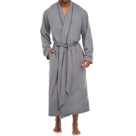 Alexander Del Rossa Men's Robes, Mens Bathrobes Lightweight, Mens Robes with Pockets, Soft Cotton Knit Robe for Men Steel Gray - 5 ft 5 in & Taller Large (A0860STLLG)