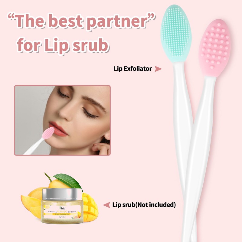 Yoizyfree 2 pcs Silicone Lip Scrub Brush Lip Scrubber Tool